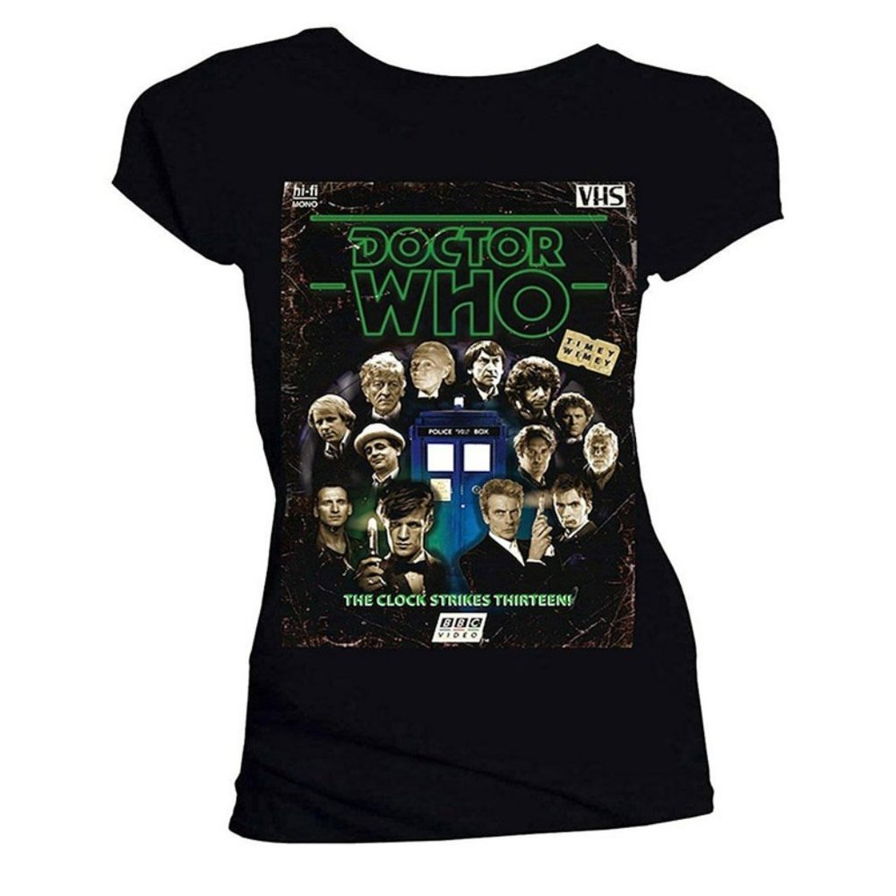 Doctor Who: Retro VHS Cover All Doctors Junior's T-Shirt